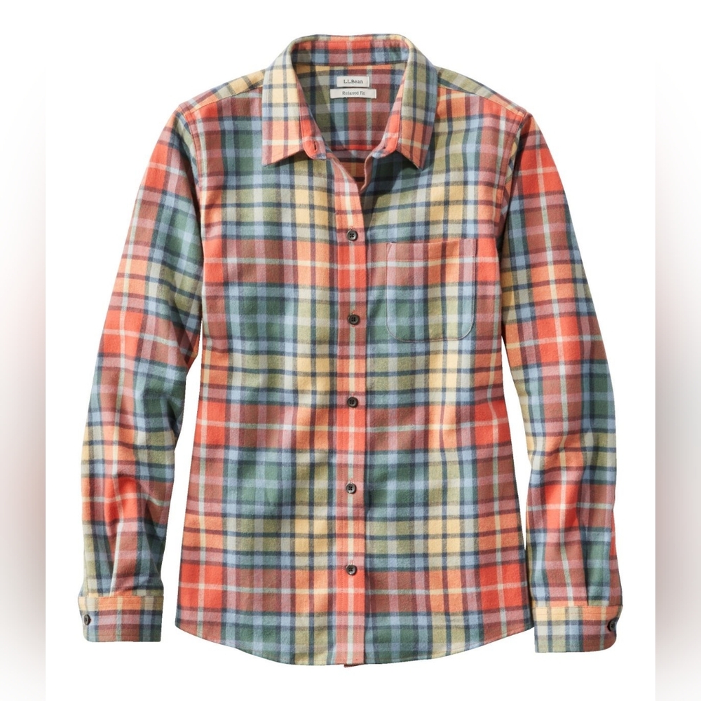 L.L. Bean Women's Scotch Plaid Flannel Shirt-Large